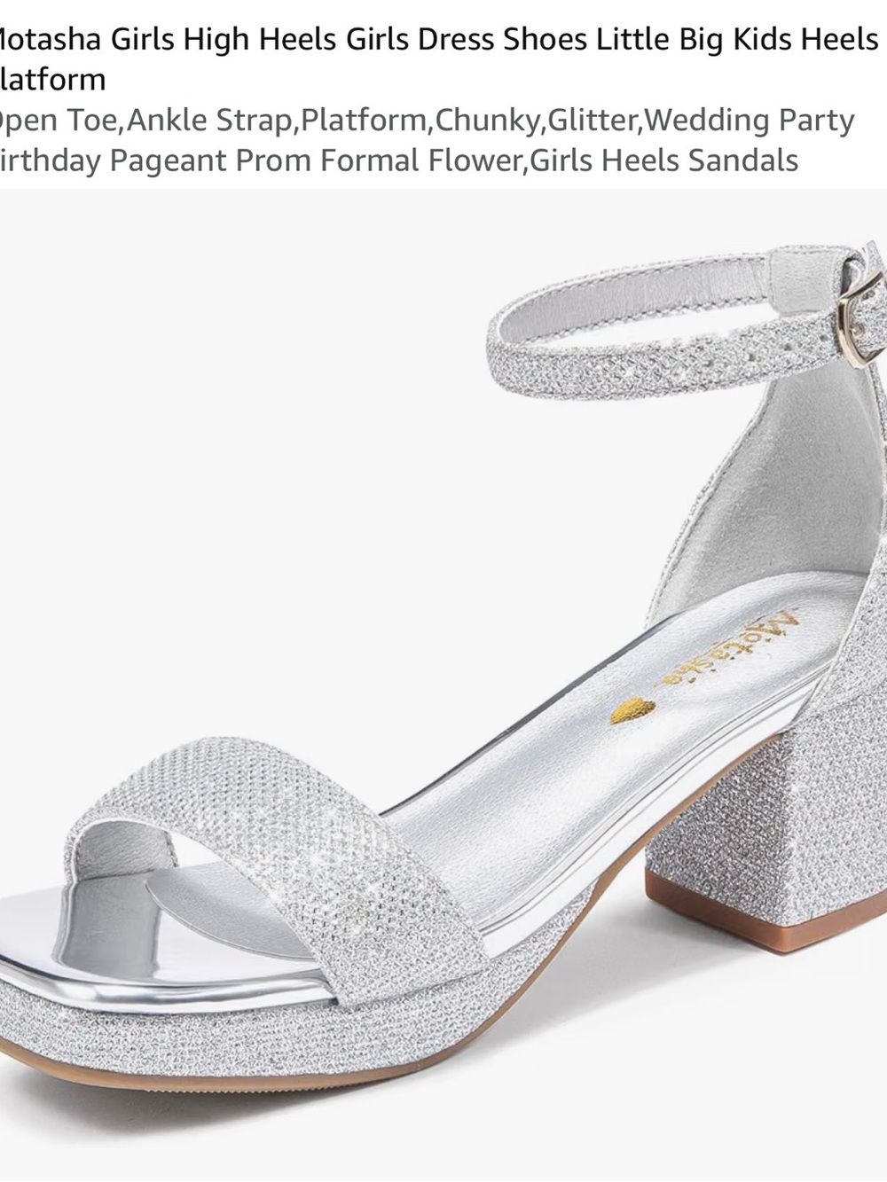 Tasha Silver Glitter Ankle-Strap Block Heel Sandals
